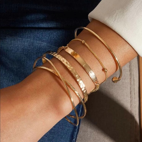 LAST SET SALE 5 pc Golden Bangle + Bracelet Set - Picture 2 of 5